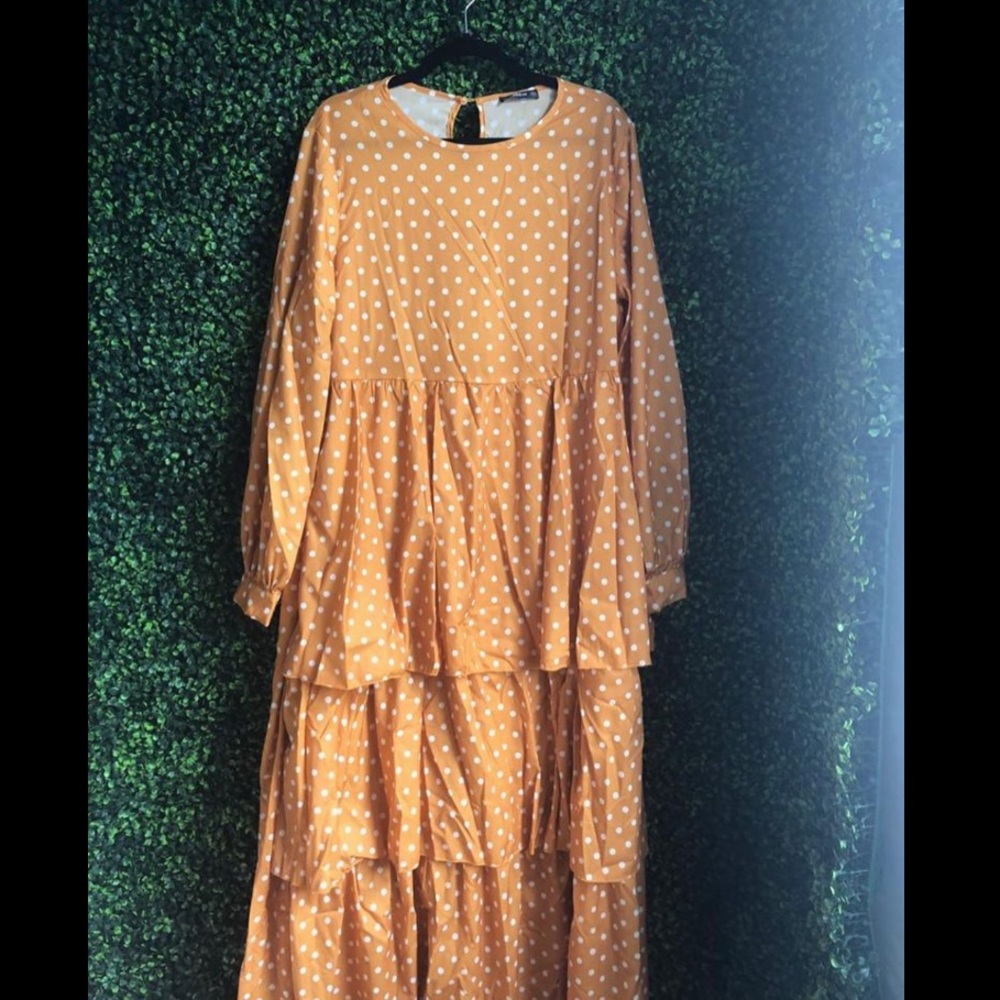 Shein•Yellow Polk-a-dot Maxi Dress